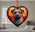 Border Terrier Stained Glass Effect Heart Suncatcher